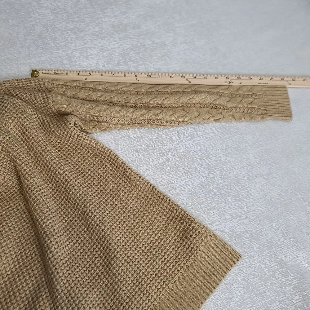 Fisherman cable knit beige Michael Kors sweater sz Large preppy office cozycore